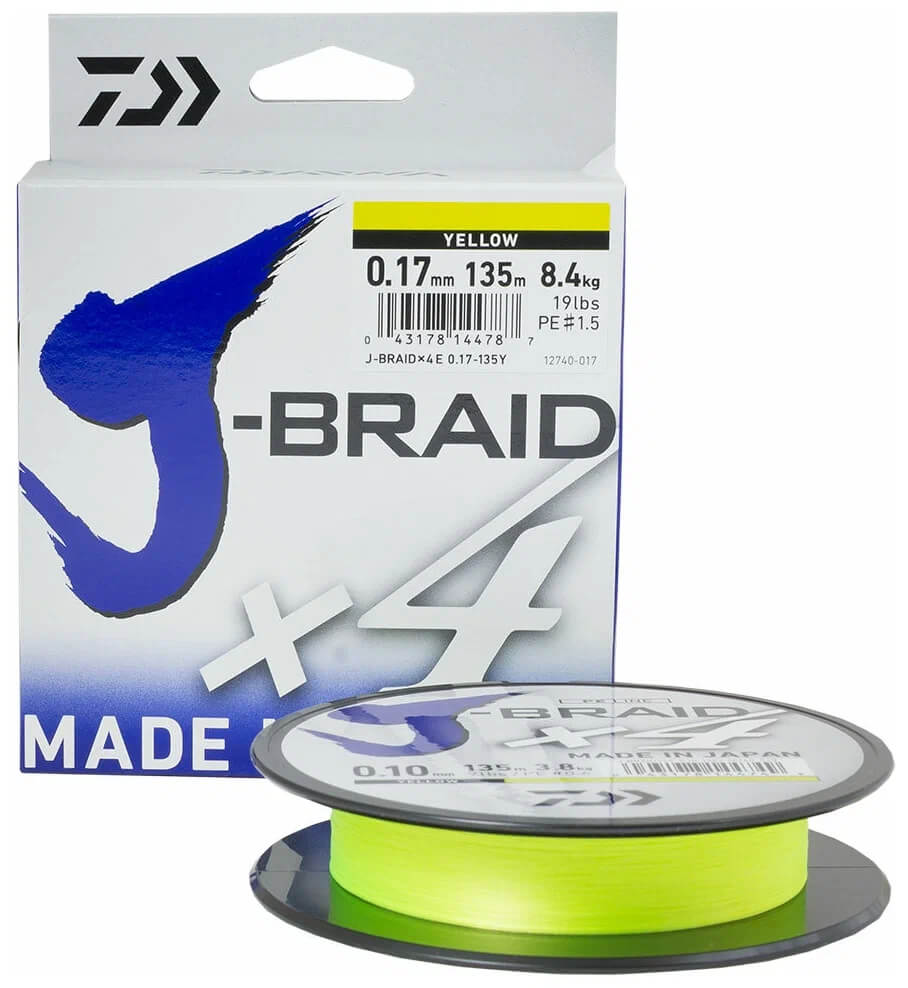 Шнур DAIWA J-Braid X4 0,10/135м  yellow