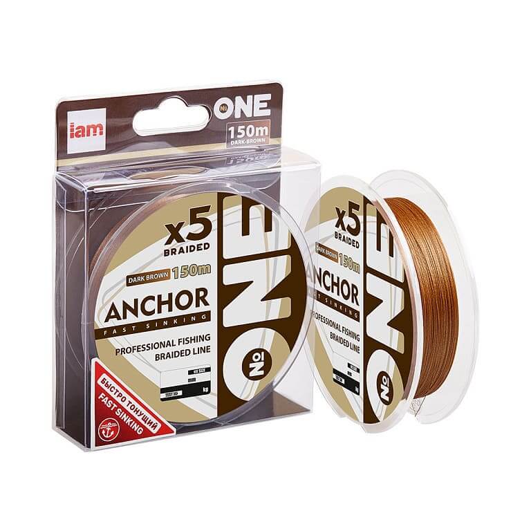Шнур №ONE ANCHOR X5-150 тонущий (dark brown) 0,18mm