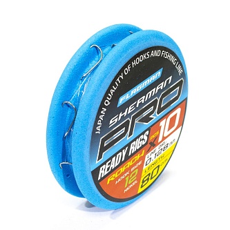 Поводок FLAGMAN готовый Sherman Pro Roach Ready Rigs #12 d0,128мм 80см 10шт