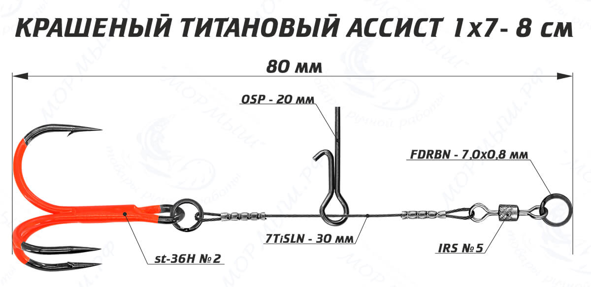 Цветной ассист из титана 1х7 размер 9см