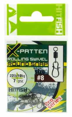 Вертлюг-застёжки HITFISH X-Patten Rolling Swivel With Round Snap #14